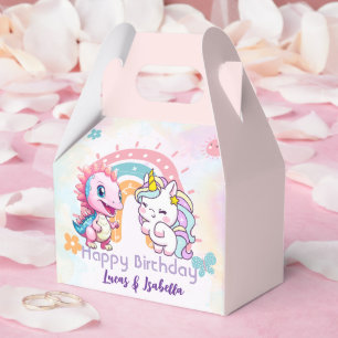 Rosa Niedliche Einhorndinosaurier Regenbogen Gebur Geschenkschachtel