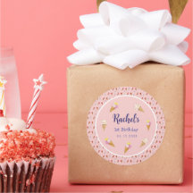 Rosa Niedliche Eiscreme Cone Kids Girl 1. Geburtst