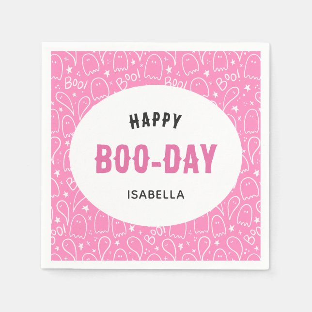 Rosa Niedliche Halloween Serviette (Vorderseite)