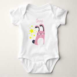 rosa, niedliche Hase mit Namen und Sternen Baby Strampler