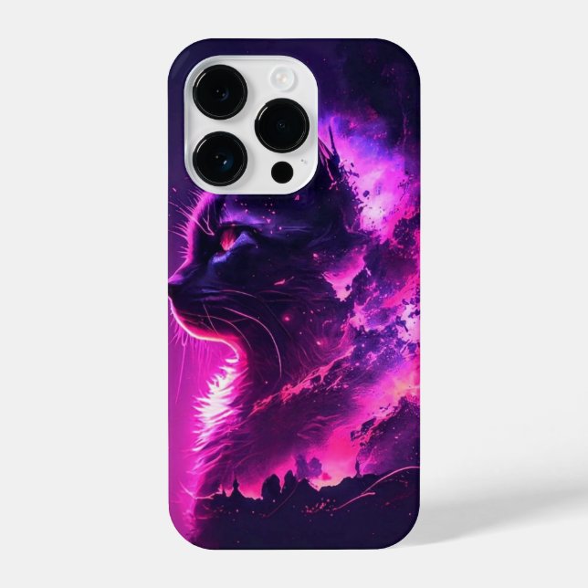 Rosa Niedliche Katze iPhone 14 Pro Hülle (Rückseite)