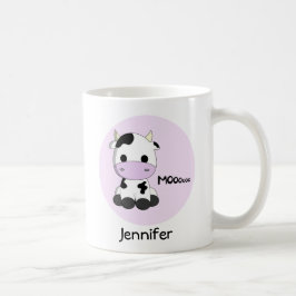 Rosa niedliche Kuh Cartoon personalisierte Kinder  Kaffeetasse