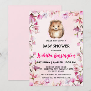 Rosa Niedliche Porcupine cupine Blume Baby Dusche Einladung