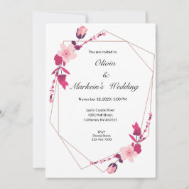 Rosa niedliche Sakura Hochzeitskarte Einladung