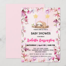 Rosa Niedliche Schlampe Blume Baby Dusche Kind Einladung