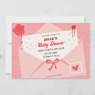 Rosa niedliche, schöne Babydusche Einladung