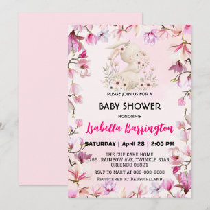 Rosa Niedliche schöne Blume Babydusche Kinder Einladung
