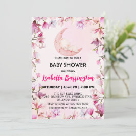 Rosa Niedliche, süße Traumdusche Blume Babydusche Einladung