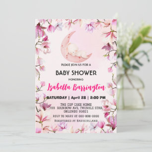 Rosa Niedliche, süße Traumdusche Blume Babydusche Einladung