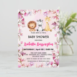 Rosa Niedliche Wildcupsafari Blume Babydusche Kind Einladung
