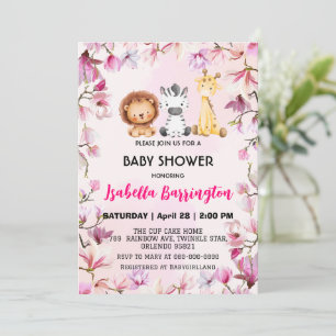 Rosa Niedliche Wildcupsafari Blume Babydusche Kind Einladung