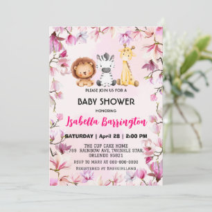 Rosa Niedliche Wildcupsafari Blume Babydusche Kind Einladung