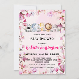 Rosa Niedliche Wildcupsafari Blume Babydusche Kind Einladung