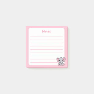Rosa Niedlicher Babyelephant Sitzen Post-it Klebezettel