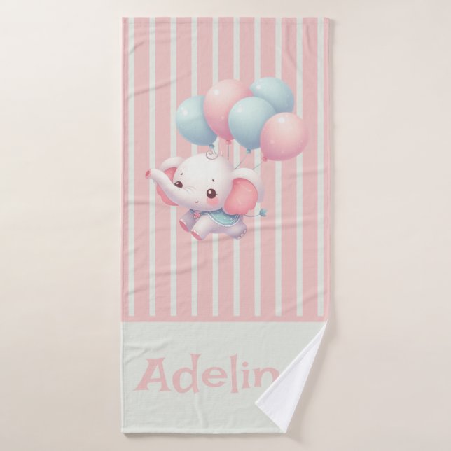 Rosa, Niedlicher Elefant Badehandtuch (Badehandtuch)