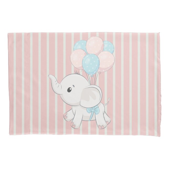 Rosa, Niedlicher Elefant Kissenbezug (Vorderseite)