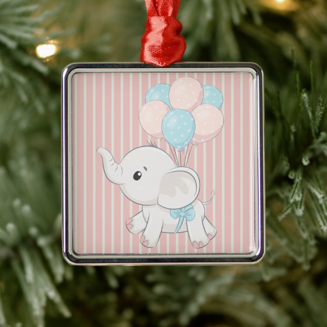 Rosa, Niedlicher Elefant Ornament Aus Metall (Baum)