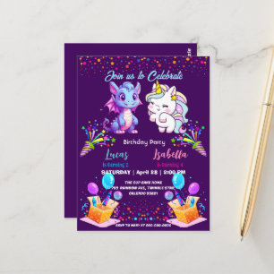 Rosa Niedlicher Regenbogen Einhorndinosaurier 2. G Postkarte
