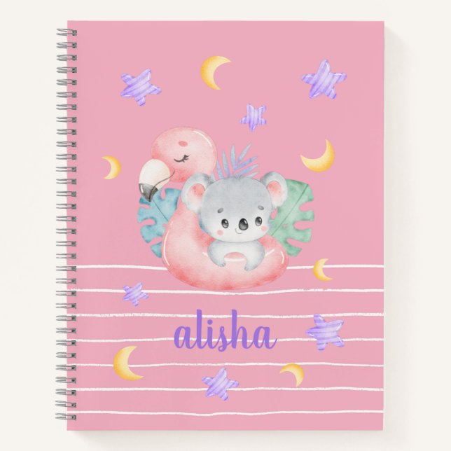 Rosa Niedliches Geschenk für Kinder Personalisiert Notizbuch (Vorderseite)