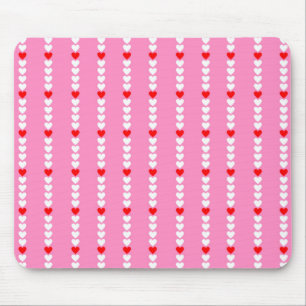 Rosa Niedliches Herz Streifen Y2K Muster Mousepad