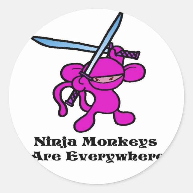 Rosa Ninja Over Head Runder Aufkleber (Vorderseite)