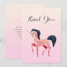 Rosa Nordic Unicorn mit schwarzem Mane Dankeskarte