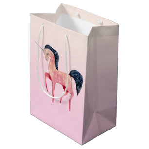 Rosa Nordic Unicorn mit schwarzem Mane Mittlere Geschenktüte