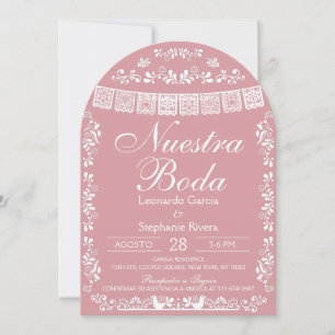 Rosa Nuestra Boda Papel Picado Spanische Hochzeit Einladung