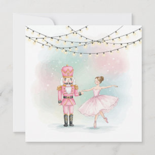 Rosa Nussknacker & Ballerina Weihnachtskarte Karte