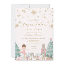 Rosa Nussknacker-Ballett-Baby-Shower-Einladungen