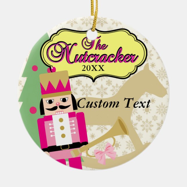 Rosa Nussknacker-Ballett Keramik Ornament (Vorne)