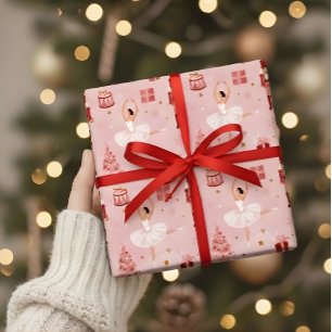 Rosa Nussknacker-Ballett-Weihnachtsgeschenkverpack Geschenkpapier