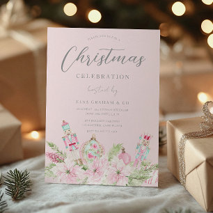 Rosa Nussknacker-Blumen-Weihnachtsfeier Einladung