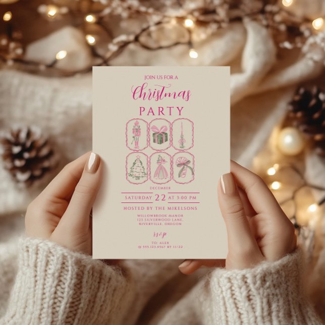 Rosa Nussknacker-Coquette-Weihnachten Einladung (Von Creator hochgeladen)
