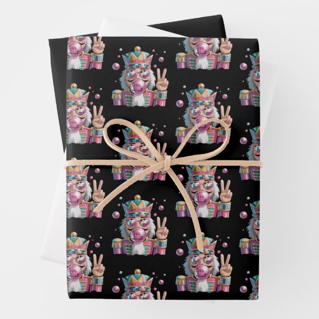 Rosa Nussknacker Disco-Kugel-Sonnenbrille Friedens Geschenkpapier Set (Beispiel)