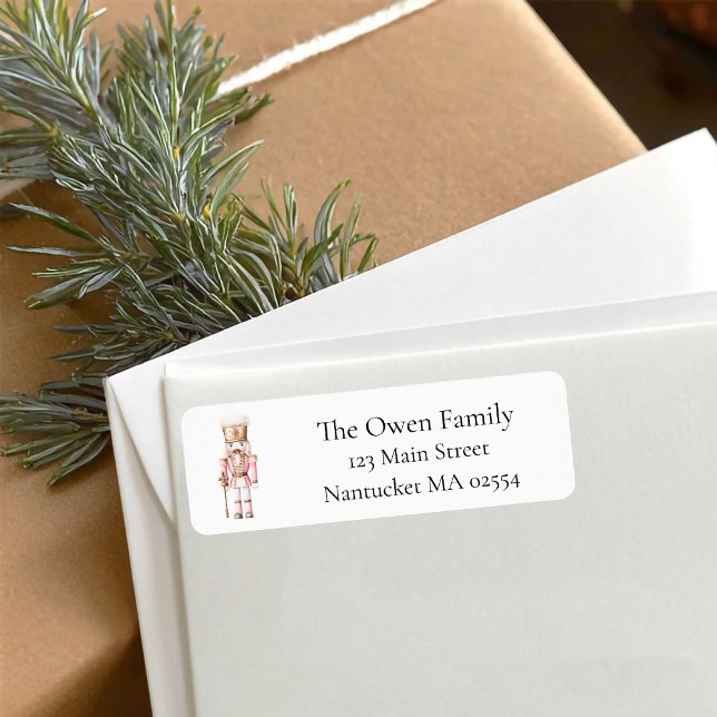 Rosa Nussknacker-Weihnachts-Rücksendeadresse (Pink Christmas Nutcracker return address label)