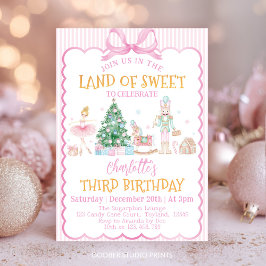 Rosa Nussknacker Weihnachtsland Süßer Geburtstag Einladung