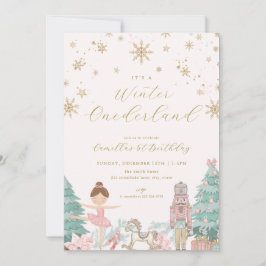 Rosa Nussknacker Winter Onederland Geburtstagseinl Einladung