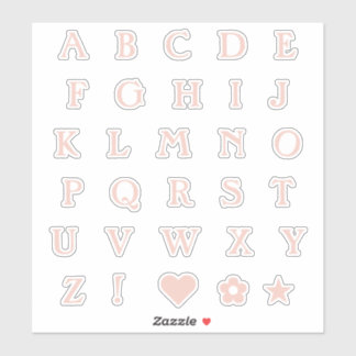 Rosa Oberbuchstaben Buchstaben Alphabet Herz Aufkleber