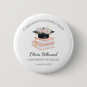 Rosa Oberteil der Bläschen Graduierung Uni Name Button
