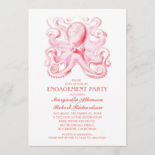 rosa Octopus nautische Beachvolleyparty Einladung