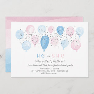 Rosa oder Blau Moderne Ballon Pop Geschlecht offen Einladung