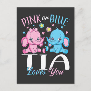 Rosa oder Blau Tia liebt dich Elefant Baby Postkarte