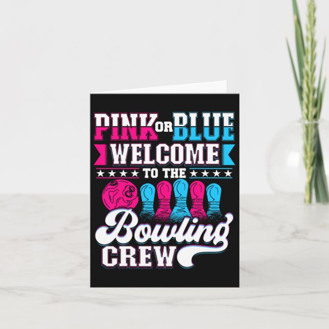 Rosa oder blau Willkommen bei Bowling Crew Gender Karte (Vorderseite)