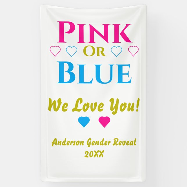 Rosa oder blau, wir Liebe dich! Geschlechtsankündi Banner (Vertikal)