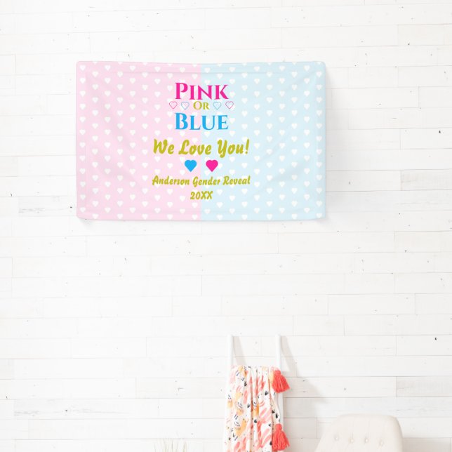 Rosa oder blau, wir Liebe dich! Geschlechtsankündi Banner (InSitu)