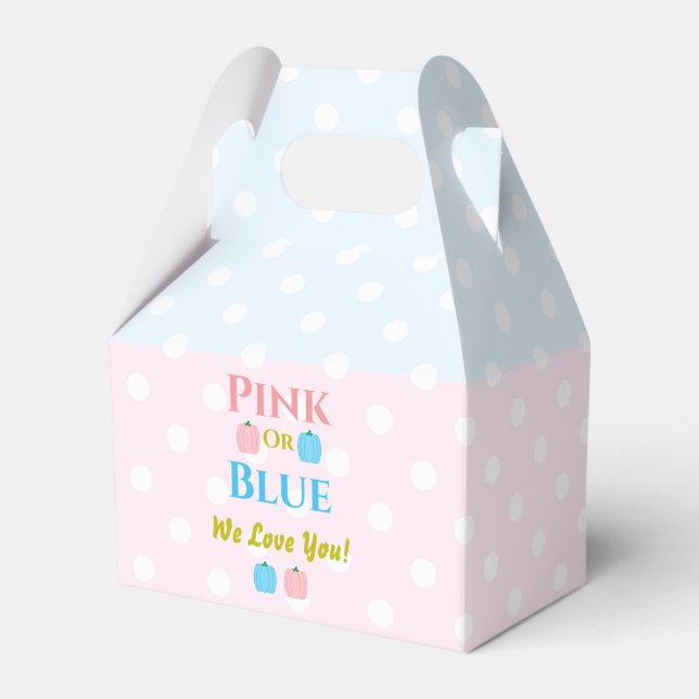 Rosa oder blau, wir Liebe dich! Geschlechtsankündi Geschenkschachtel (Vorderseite)