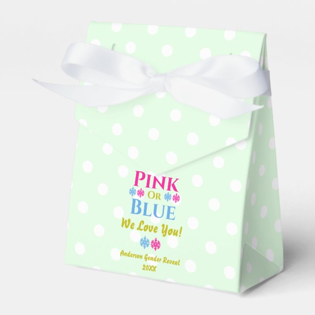 Rosa oder blau, wir Liebe dich! Geschlechtsankündi Geschenkschachtel (Vorderseite)