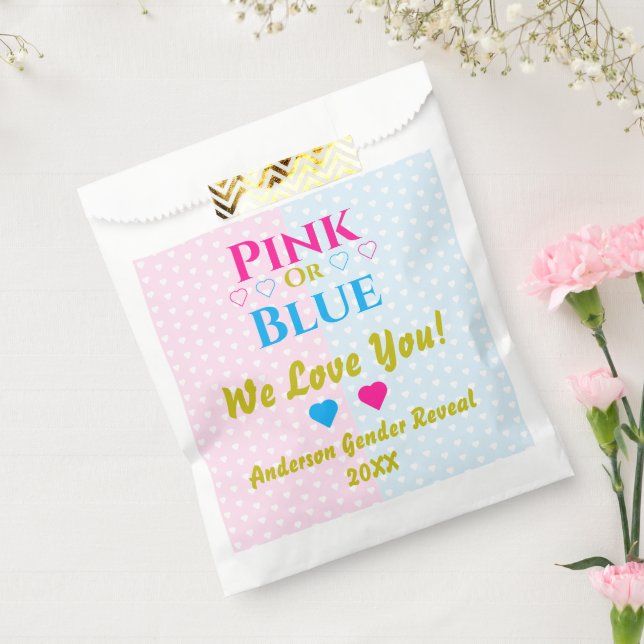 Rosa oder blau, wir Liebe dich! Geschlechtsankündi Geschenktütchen (Versiegelt)
