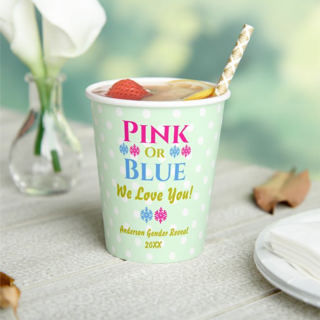 Rosa oder blau, wir Liebe dich! Geschlechtsankündi Pappbecher (In Situ)